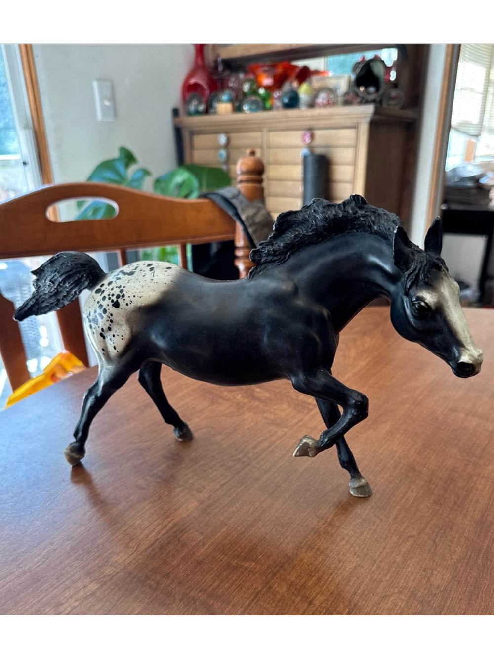 BREYER VINTAGE #127 RUNNING STALLION MOLD IN BLACK APPALOOSA LARGE SPOT VERSION